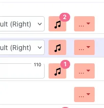 Screenshot: the music button shown on a step in the game editor.