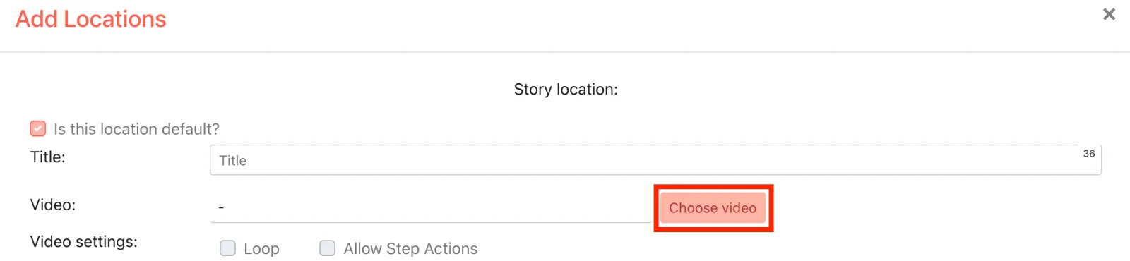 Screenshot: the video upload screen where you choose a video and its preview anchor image.